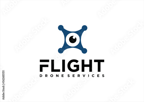 flight logo design drone eye fly technology