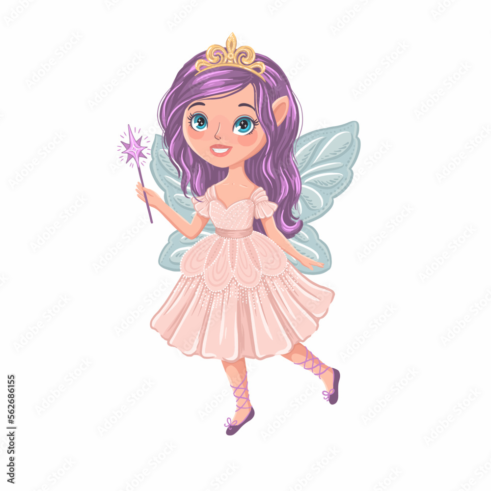 Beautiful fairy princess. Magic character design. Vector hand drawn illustration
Beautiful fairy princess. Magic character design. Vector hand drawn illustration