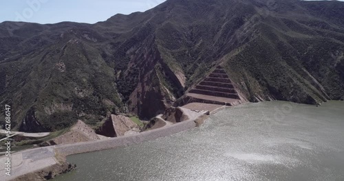 Pyramid Lake in California. It is a reservoir formed by Pyramid Dam on Piru Creek in the eastern San Emigdio Mountains, near Castaic, Southern California, in Los Padres National Forest photo