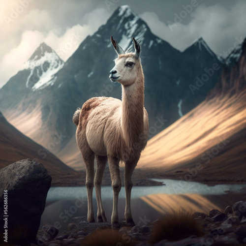 Llama in the mountains. Generative AI.