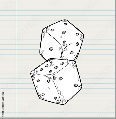 Sketch of dices icon , vector illustration