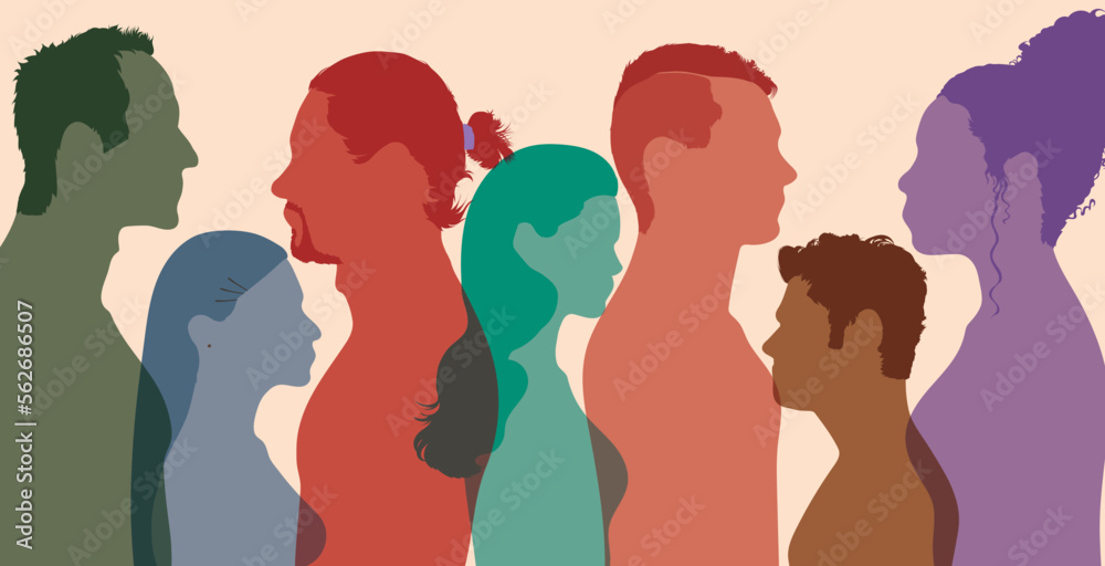 Diversity of multiethnic people. Men and women of different culture and different countries. Flat vector illustration