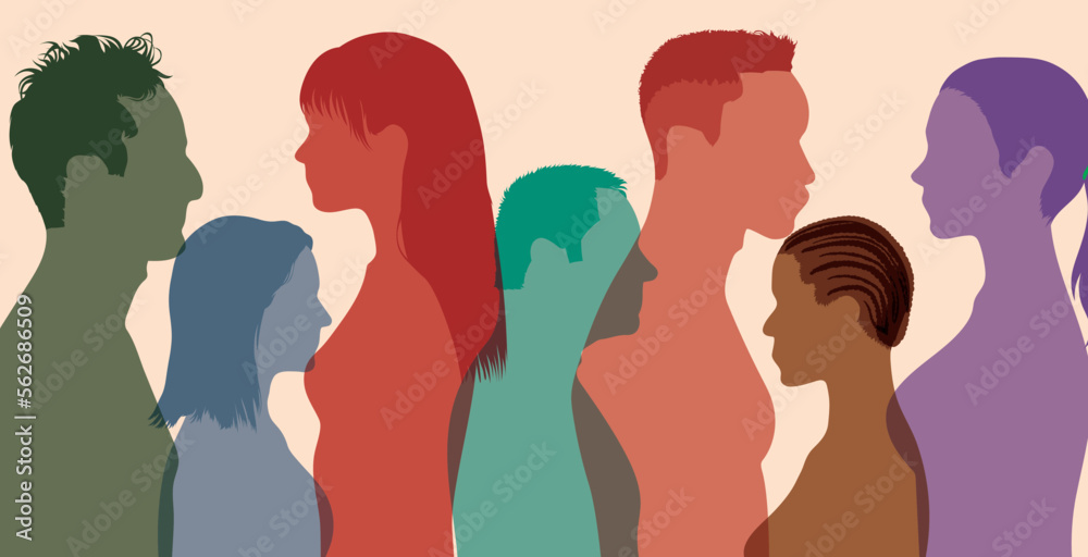 Diversity of multiethnic people. Men and women of different culture and different countries. Flat vector illustration