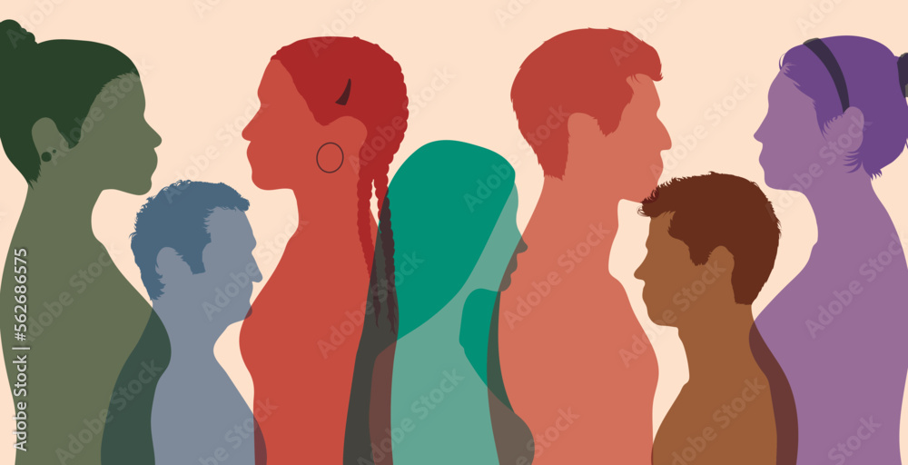 Diversity of multicultural people. Crowd of men and women of diverse culture. Flat vector illustration Diversity of multicultural people. Crowd of men and women of diverse culture. Flat vector illustration
