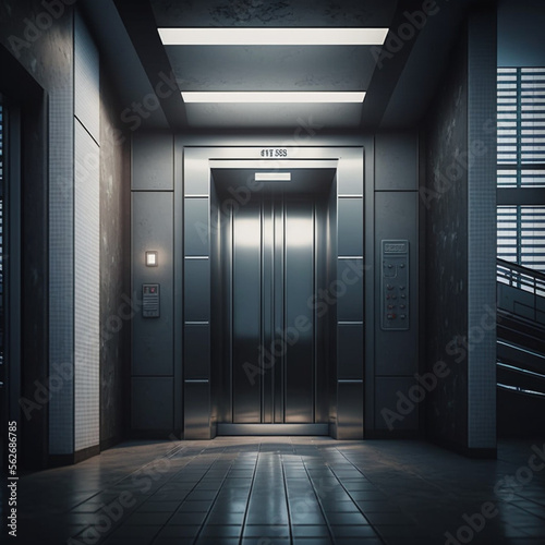 Modern elevator. Generative AI.