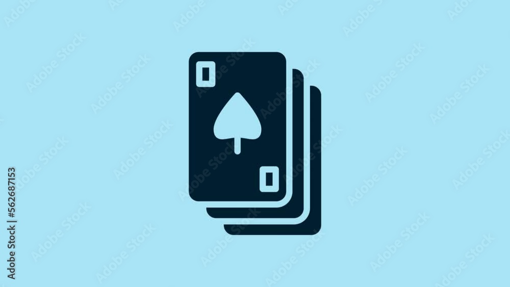 Blue Playing cards icon isolated on blue background. Casino gambling. 4K Video motion graphic animation Blue Playing cards icon isolated on blue background. Casino gambling. 4K Video motion graphic animation