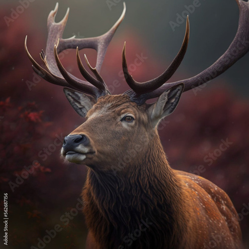 Red deer in the woods. Generative AI.