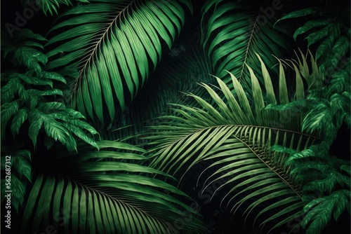Tropical palm leaves, ai generated