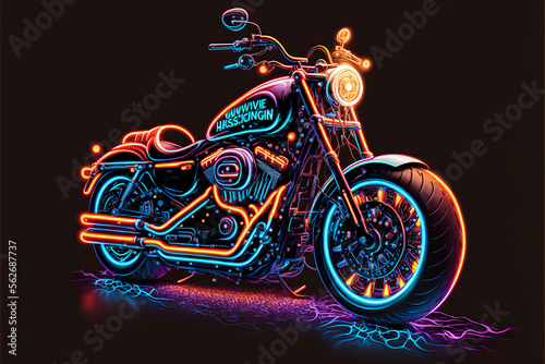 ealistic bike in neon colors generated ai photo