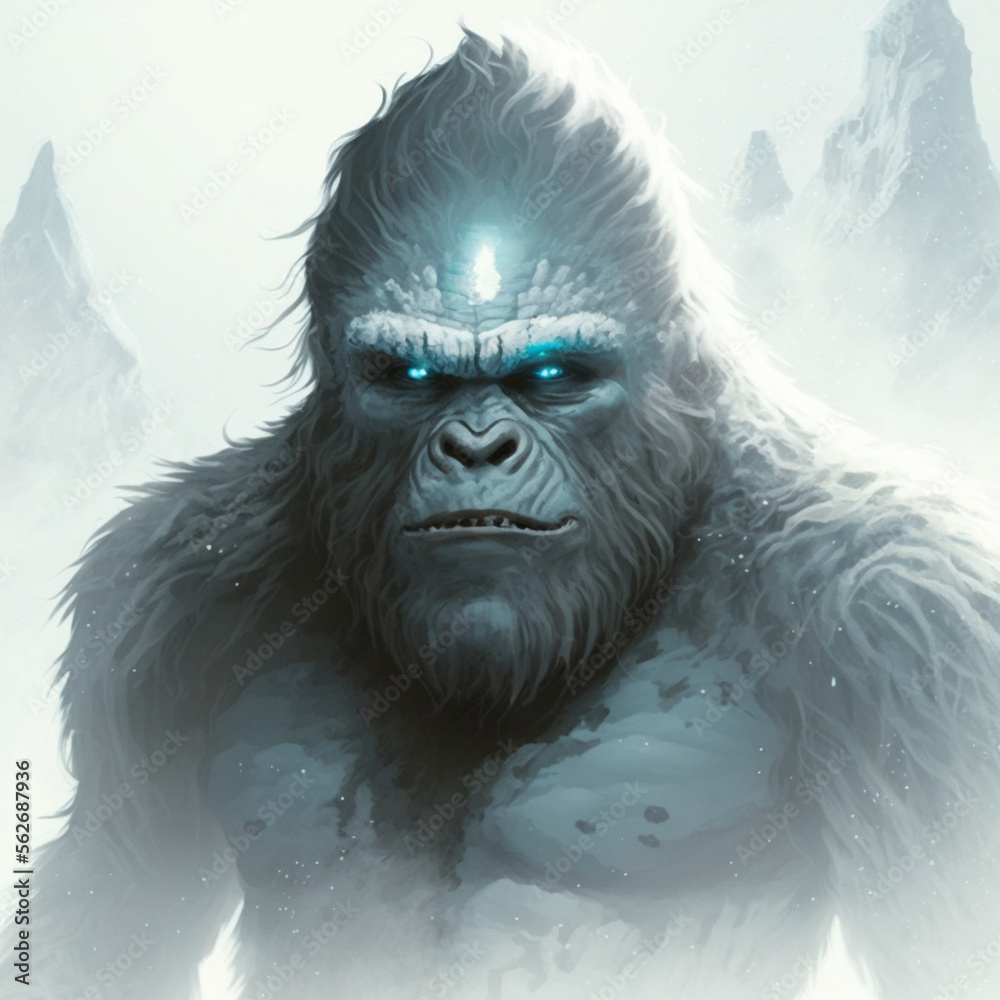 Yeti in the snow Yeti during winter. Generative AI. Yeti in the snow Yeti during winter. Generative AI.