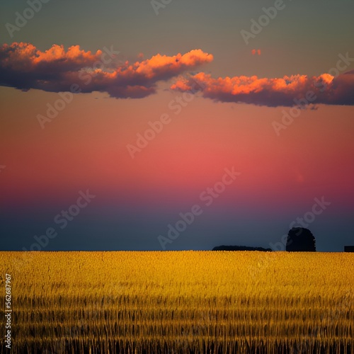 sunset over wheat field