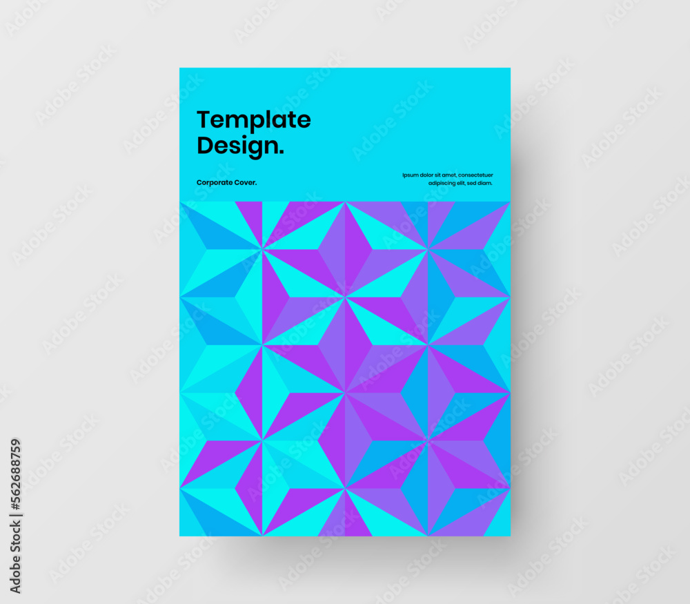 Fototapeta premium Multicolored handbill design vector illustration. Colorful geometric shapes flyer concept.