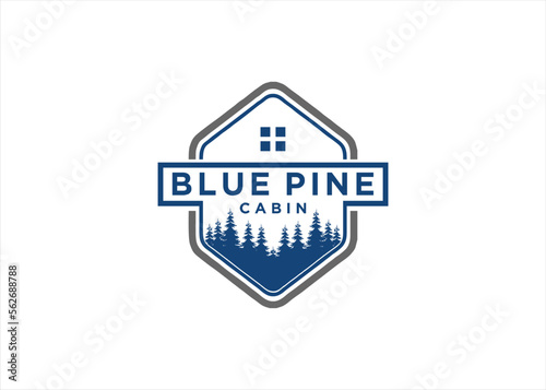 cabin logo design villa camping ground forest nature concept