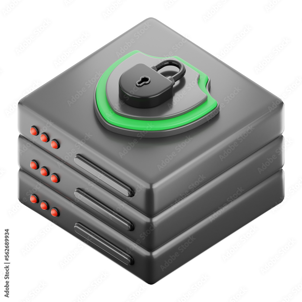 Fototapeta premium Premium Database Security lock icon 3d rendering on isolated background