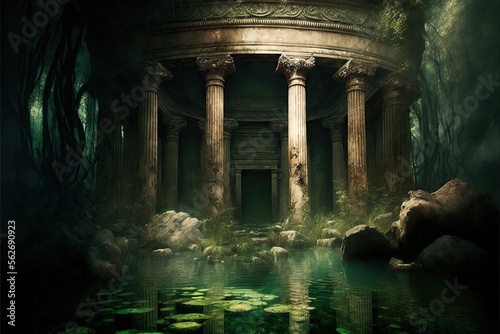  illustration of ancient cistern ruins created by generative AI