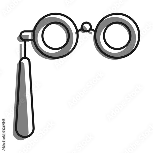 Linear filled with gray color icon. Spectacles, Binoculars With Handle For Viewing Performance From Far Rows. Spectator Theatrical Binoculars. Simple black and white vector Isolated On