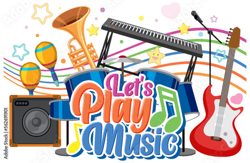 Lets play music text for poster or banner design