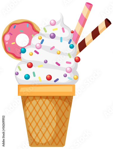 Ice cream cone with toppings