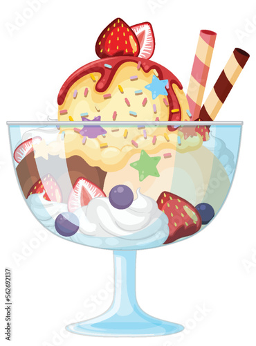 Ice cream sundae served in a glass