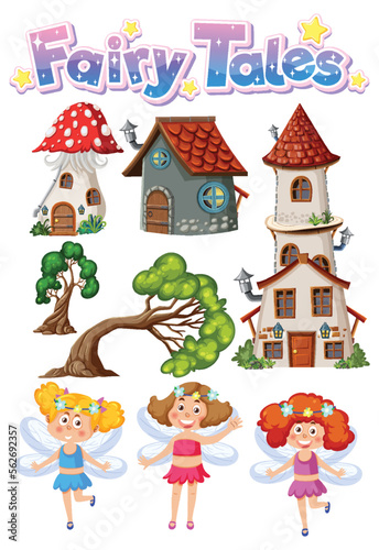 A set of fairytale cartoon characters