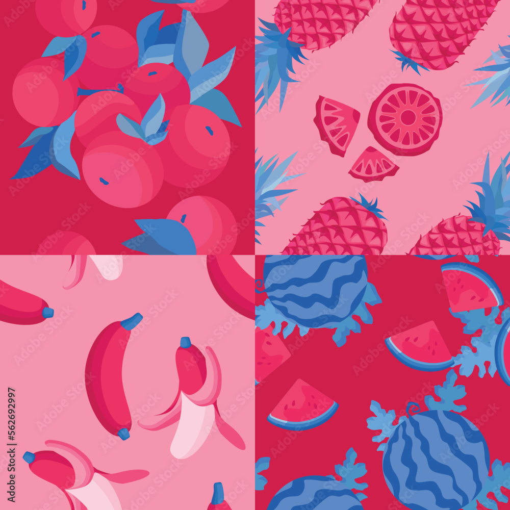 Fruit pattern in magenta color