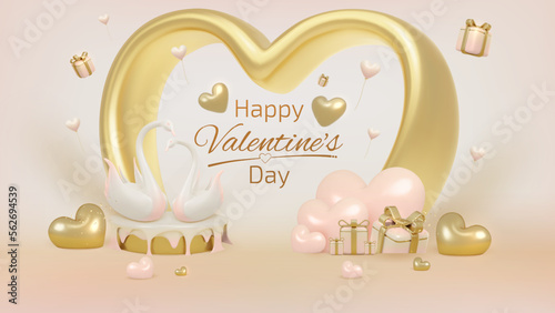 Realistic 3d valentine background. Luxury style banner backdrop design concept.