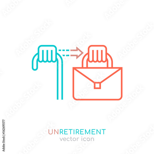 The unretirement icon. Back to work symbol. Graphic design.