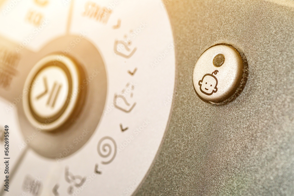 Washing machine.Modern washing machine front panel with display.Knob