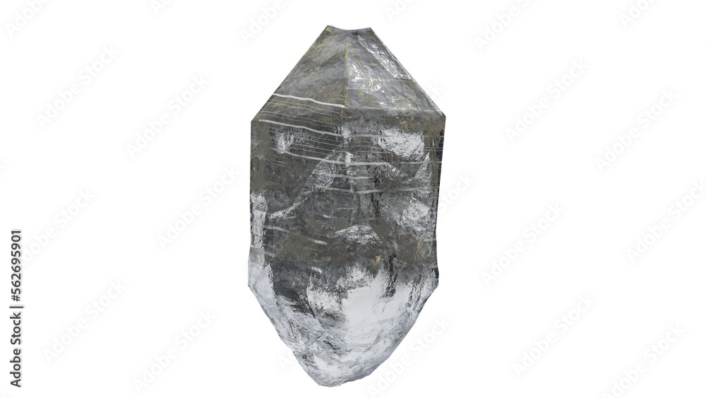 a quartz on a white background. close up on a precious stone