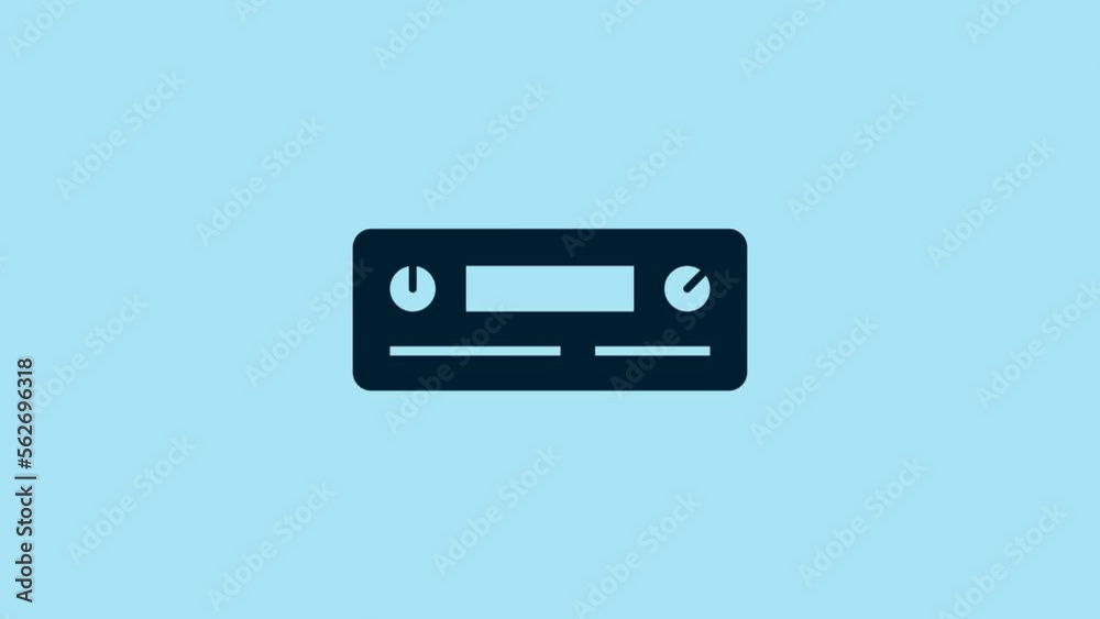 Blue Car Audio icon isolated on blue background. Fm radio car audio icon. 4K Video motion graphic animation Blue Car Audio icon isolated on blue background. Fm radio car audio icon. 4K Video motion graphic animation