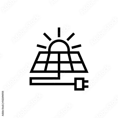 solar energy panel eight cells icon vector with plug isolated illustration