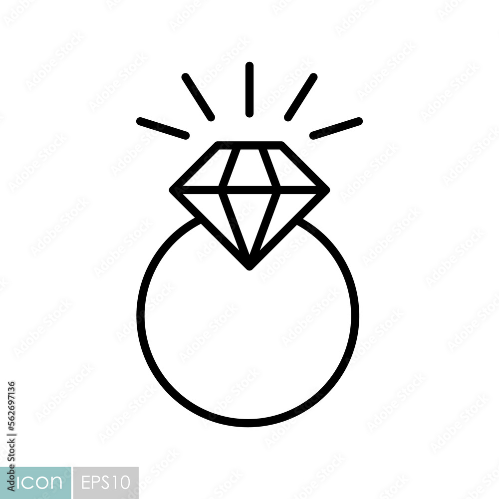 Vector wedding ring with a diamond icon Vector wedding ring with a diamond icon