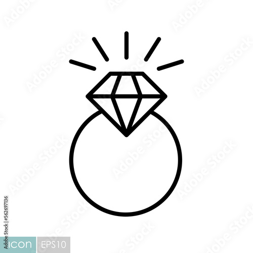 Vector wedding ring with a diamond icon