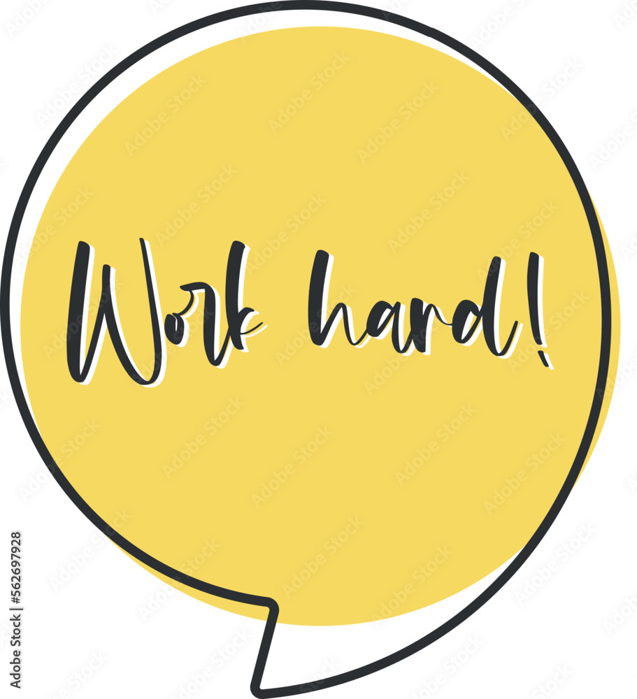 Work hard comic speech bubble in pop art style. Comic speech. Dialog window. Yellow banner for sale. Work hard comic speech bubble in pop art style. Comic speech. Dialog window. Yellow banner for sale.