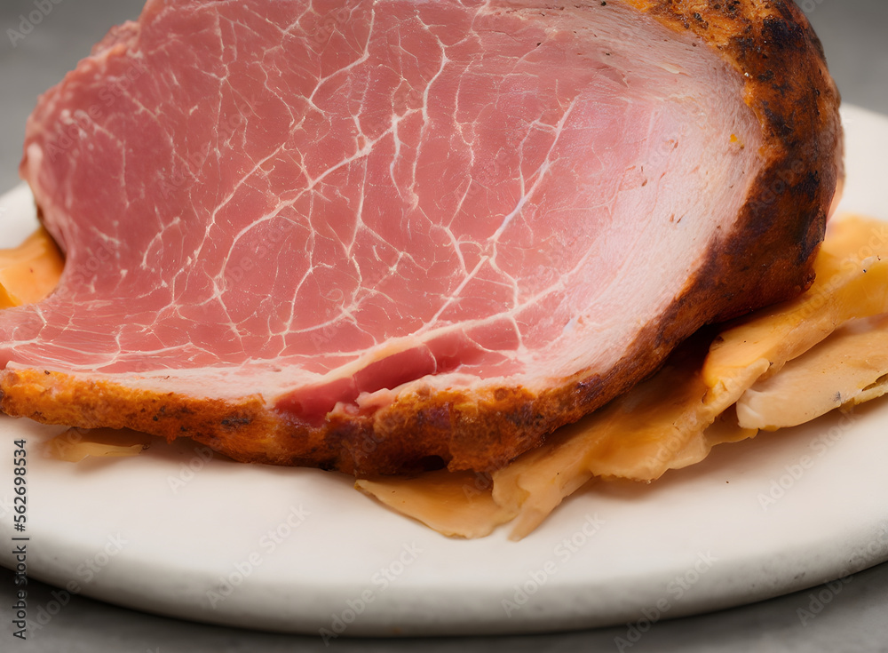 Illustration of red ham, processed meat food item, generative ai Illustration of red ham, processed meat food item, generative ai