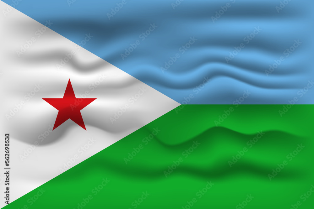 Waving flag of the country Djibouti. Vector illustration. Waving flag of the country Djibouti. Vector illustration.