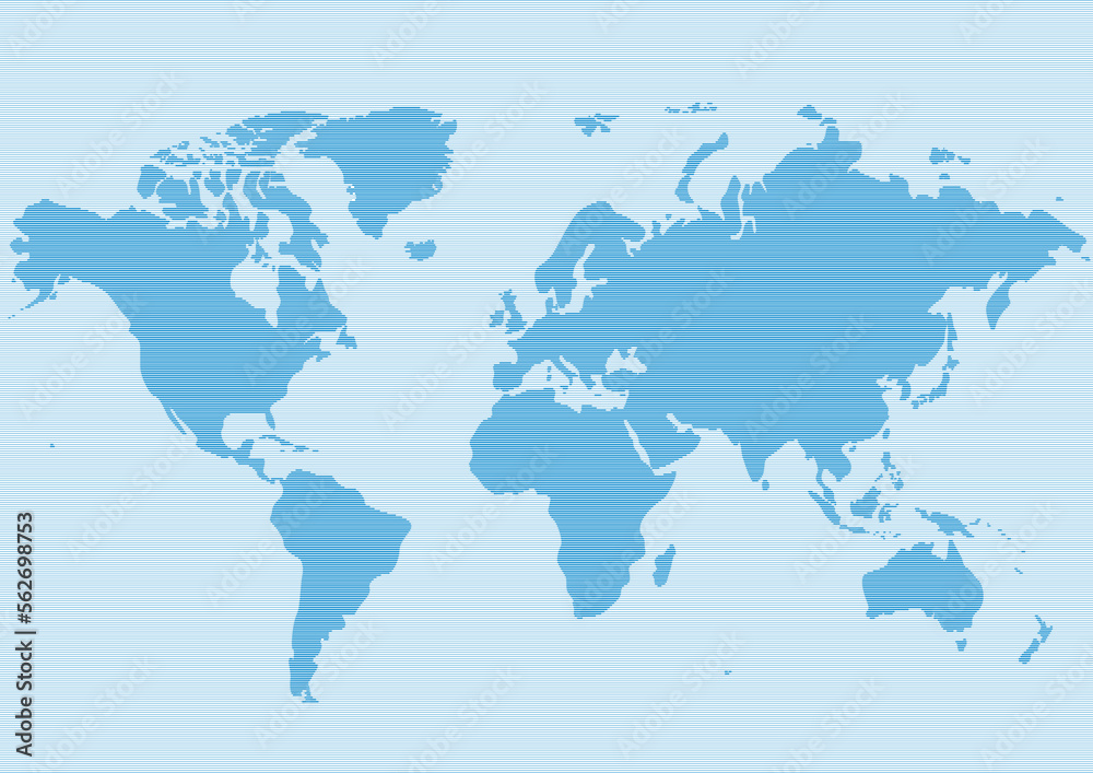 細いラインと太いラインで構成されたグラフィカルな世界地図