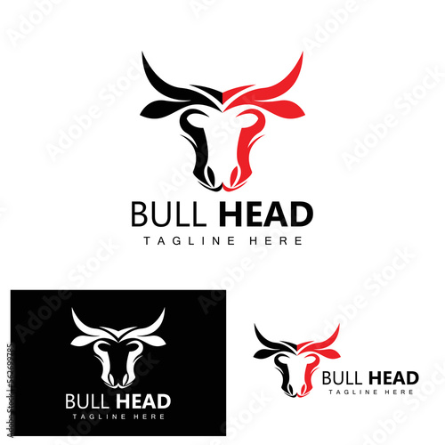 Fototapeta Naklejka Na Ścianę i Meble -  Bull Head Logo, Farm Animal Vector, Livestock Illustration, Company Brand Icon