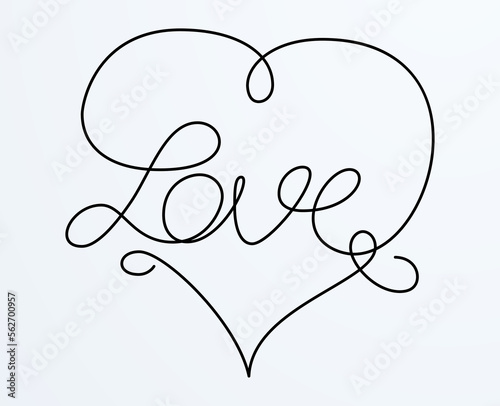 Love lettering. Calligraphic flourish love word.