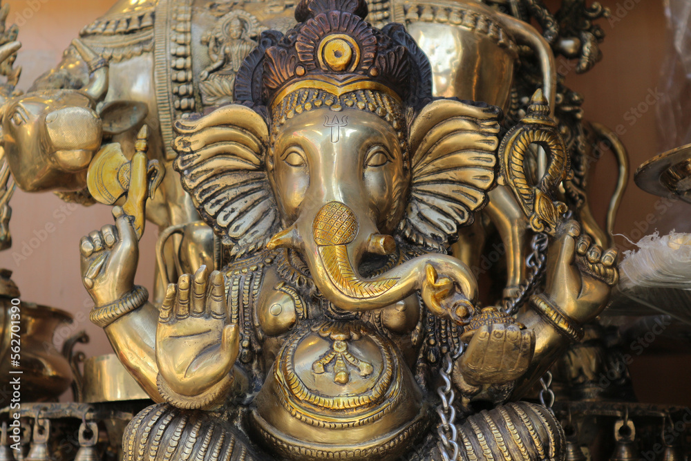 Bronze figure of the Hindu god Ganesha with the head of an elephant. Bronze figure of the Hindu god Ganesha with the head of an elephant.