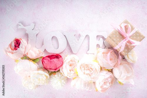 Valentine Day Background with Flowers