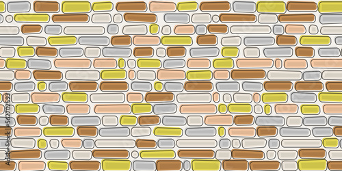 Hand drawn abstract bricks. Vector brick wall painted and seamless. 