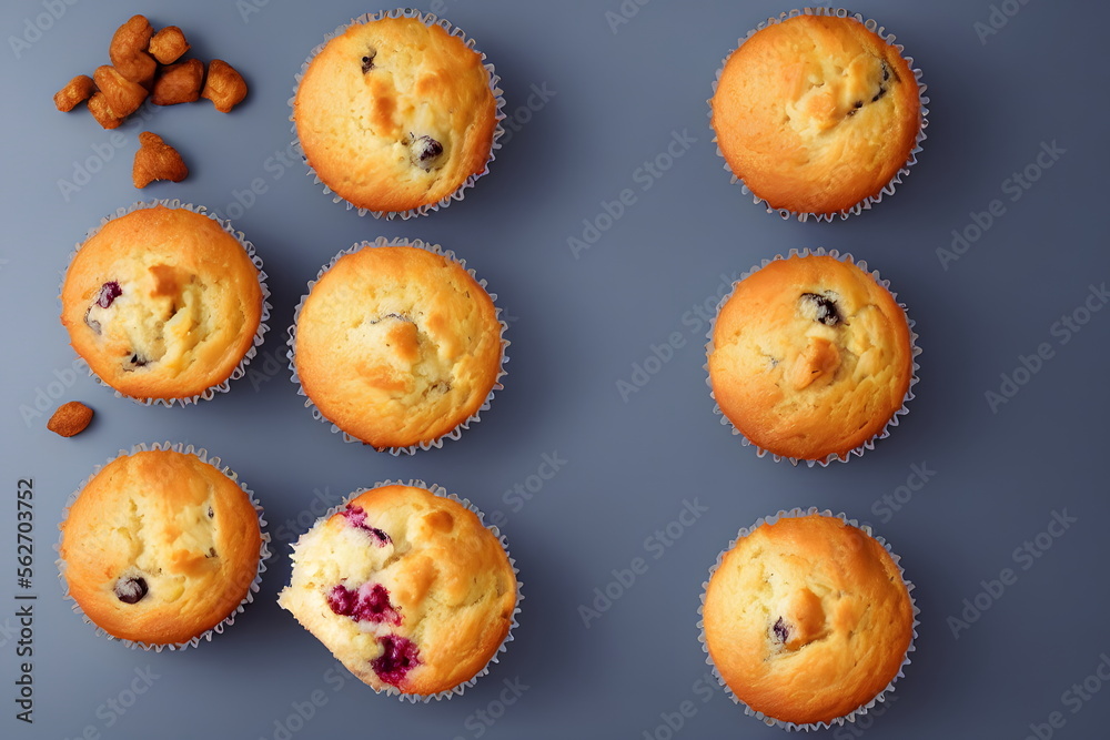 Illustration of muffins in the minimalist style, generative ai
