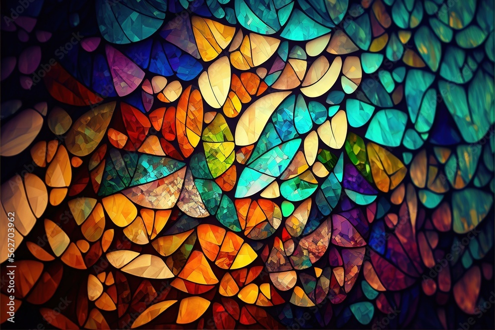 a colorful painting of a bunch of leaves on a wall with a black background and a black frame with a white border around it and a black border with a white border at the bottom. Generative AI a colorful painting of a bunch of leaves on a wall with a black background and a black frame with a white border around it and a black border with a white border at the bottom. Generative AI