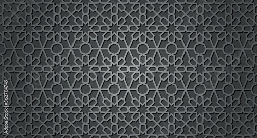 Seamless 3d Ramadan Islamic pattern in Arabian style Vector illustration	