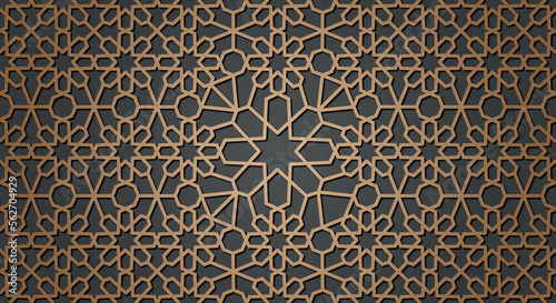 Seamless 3d Ramadan Islamic pattern in Arabian style Vector illustration 