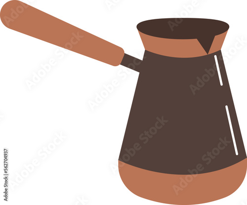 Turkish steel kettle for coffee preparation flat icon