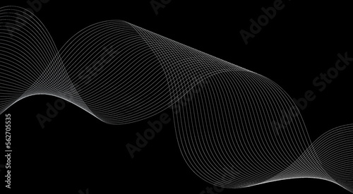 Abstract black background with parallel gradient lines. Technological modern background. Wave effect, sound vibration