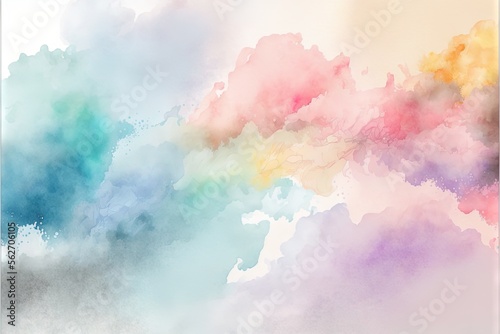  a painting of a rainbow colored cloud in the sky with a white frame on the bottom of the picture and a white background below it with a black border and with a white border. Generative AI