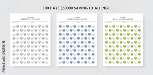 100 Days $50000 Saving Challenge, Money Savings Challenge Tracker